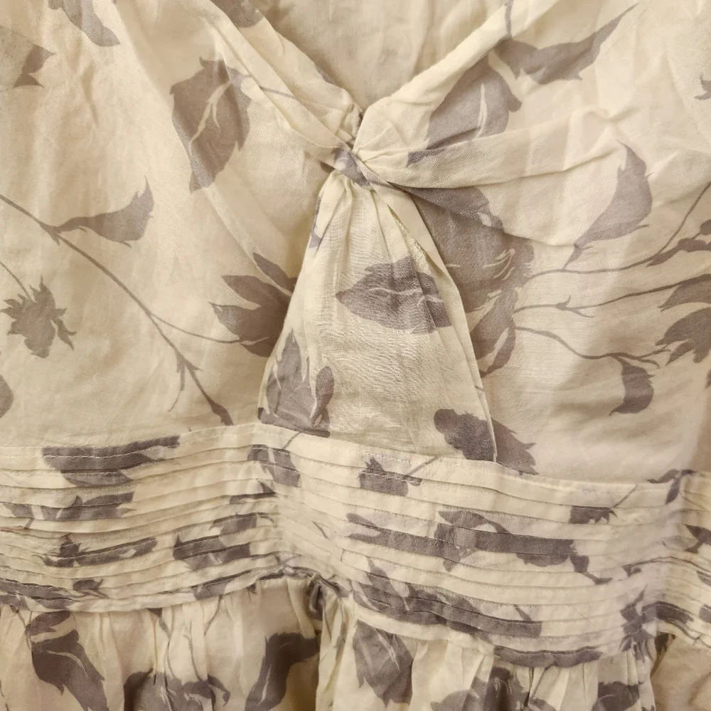 Ann Taylor LOFT Women's Dress‎ Floral Print Sundress Knee Length Gray White Sz 8